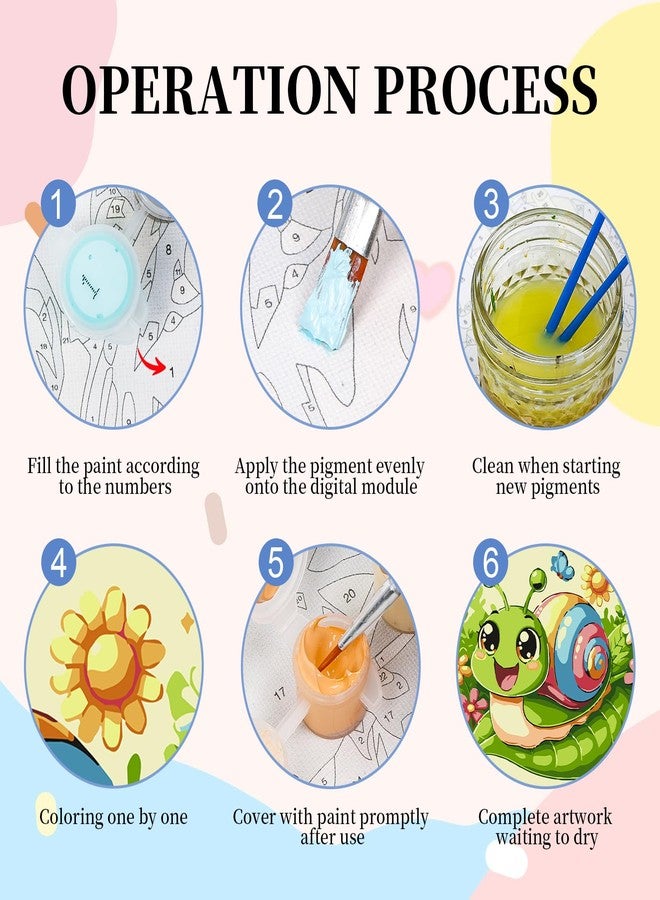Camocin Framed Paint by Numbers Kit for Kids Ages 4-12 - Snails Theme DIY Acrylic Painting Set with Frame for Beginners, Complete Art Kit with Canvas, Brushes & Paints - 10x10 Inch Home Decor Gift - Image 5
