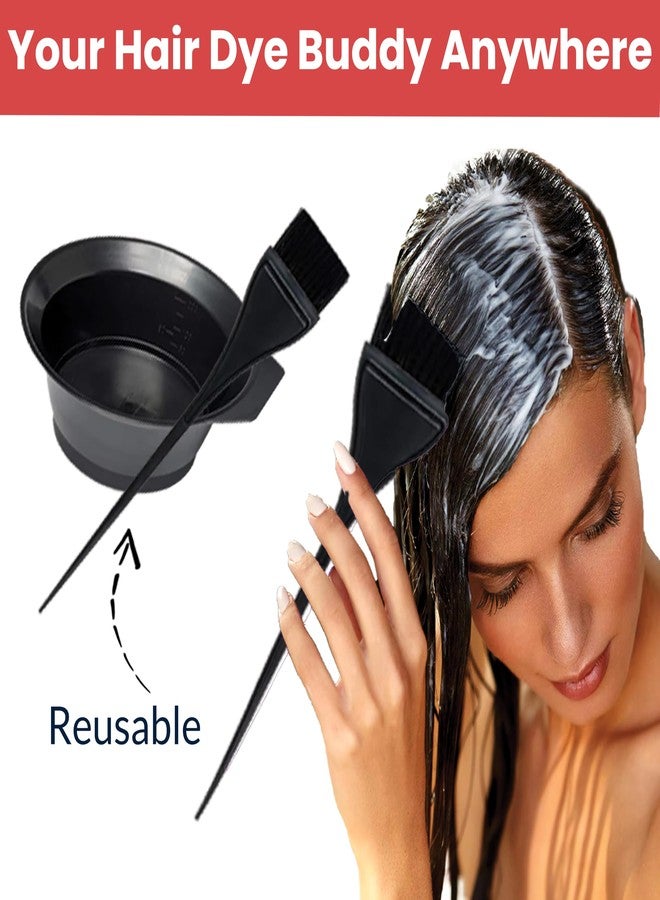TEMPERIA Hair Colour Brush & Bowl Set for Women & Men (Set of 1 Bowl & 3 Brushes) - Dye & Henna Beard Coloring Kit for Salon & Home - Durable, Premium, Ergonomic Design - 4 Pcs - Black - Image 3