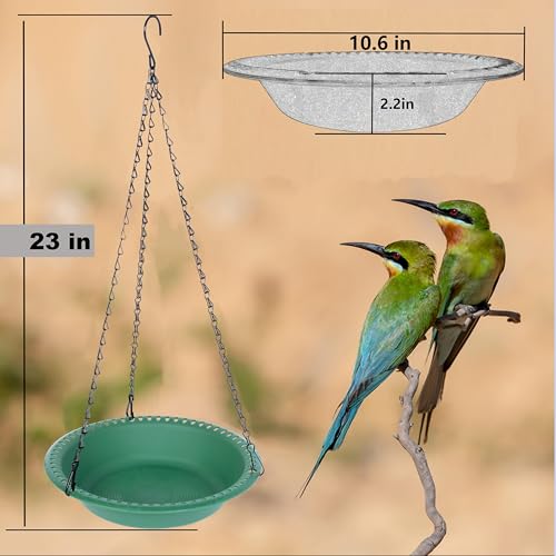 Grjoprt Hanging Bird Feeder Tray with Drainage Holes for Outside, Rugged Recycled Plastic Wild Bird Feeding Station (10 inch, Green) - Image 3
