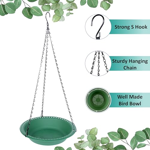 Grjoprt Hanging Bird Feeder Tray with Drainage Holes for Outside, Rugged Recycled Plastic Wild Bird Feeding Station (10 inch, Green) - Image 5