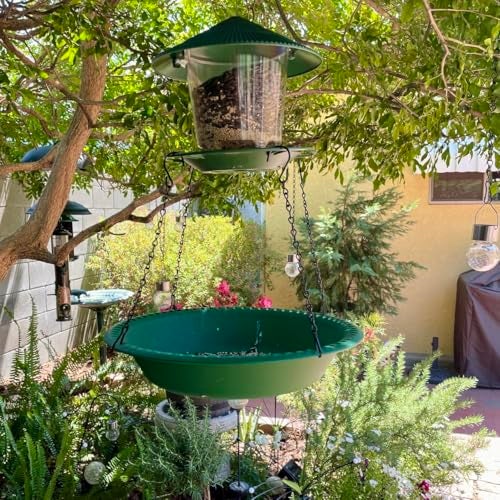 Grjoprt Hanging Bird Feeder Tray with Drainage Holes for Outside, Rugged Recycled Plastic Wild Bird Feeding Station (10 inch, Green) - Image 4