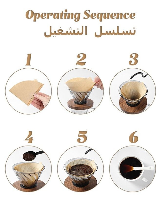 ميتويو - 40 قطعة من ورق ترشيح القهوة - فلتر قهوة على شكل حرف V - صب فوق القهوة - لمنقط V60 - مناسب لكوب أو كوبين - Image 1