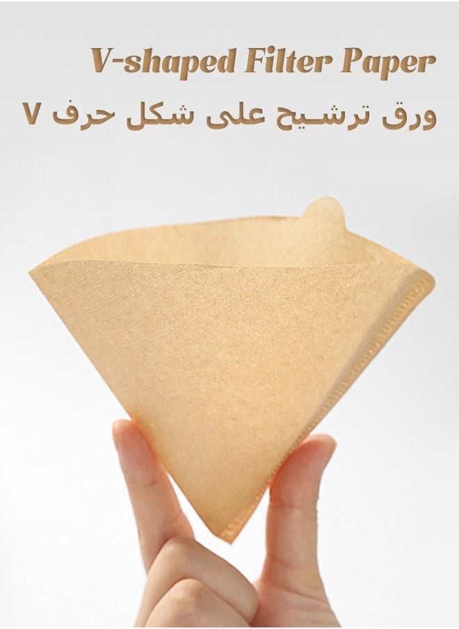 ميتويو - 40 قطعة من ورق ترشيح القهوة - فلتر قهوة على شكل حرف V - صب فوق القهوة - لمنقط V60 - مناسب لكوب أو كوبين - Image 1