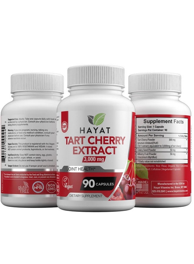 HAYAT Vitamins Vegan Natural Tart Cherry Extract 3000 MG, 3 Month Supply, Potent 10:1 Extract, All Natural, Certified Halal, 90 Capsules, - Image 4