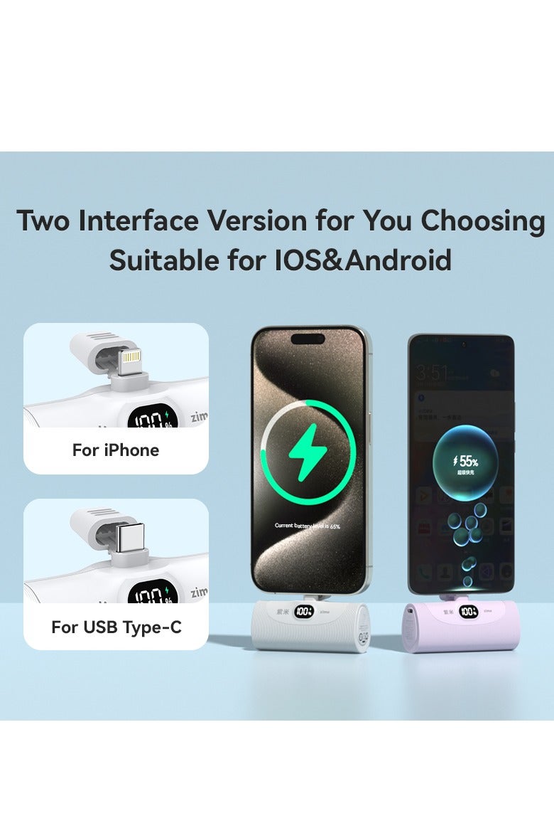zime باور بانك زيم كابسول، شاحن محمول صغير مع موصل مدمج، بطارية بسعة 5,000 مللي أمبير 22.5 واط، لجهاز آيفون 14/13/12 - Image 3