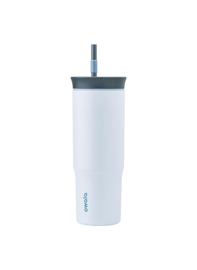 Owala Owala Stainless Steel Triple Layer Insulated Travel Tumbler with Spill Resistant Lid and Straw, BPA Free, 24 oz, Grey/Blue (The Great Blue)  - Image 1