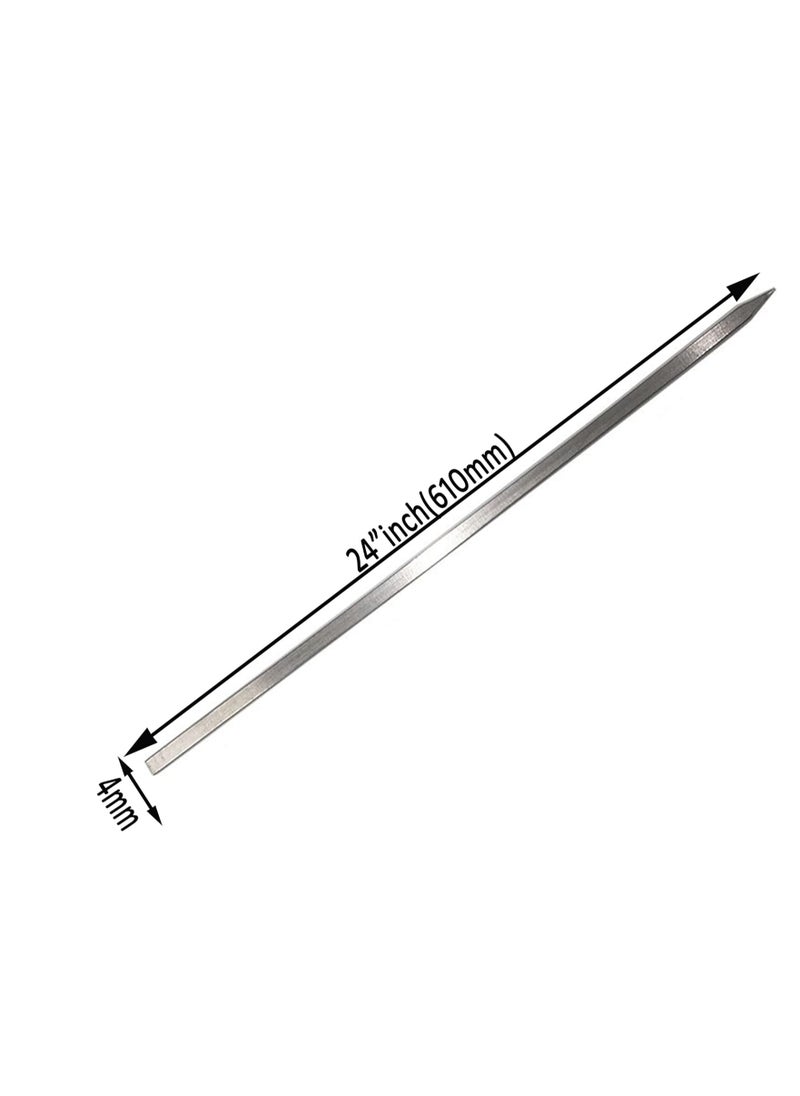 AL KHAYAM - Al khayam Green Home Professional Restaurant BBQ Stainless Steel Skewers Flat Extra Long 24'' Inch 2 MM Thickness for Seekh Kebab Tandoori BBQ Brazilian BBQ Made in India 15 MM Wide, Set of 12 - Image 1
