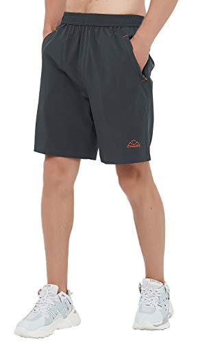 Rdruko Men's Quick Dry Hiking Shorts Lightweight Running Workout Gym Active Shorts with Zipper Pockets(Dark Grey, US L) - Image 3