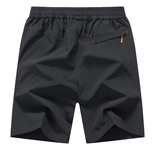 Rdruko Men's Quick Dry Hiking Shorts Lightweight Running Workout Gym Active Shorts with Zipper Pockets(Dark Grey, US L) - Image 2