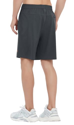 Rdruko Men's Quick Dry Hiking Shorts Lightweight Running Workout Gym Active Shorts with Zipper Pockets(Dark Grey, US L) - Image 5