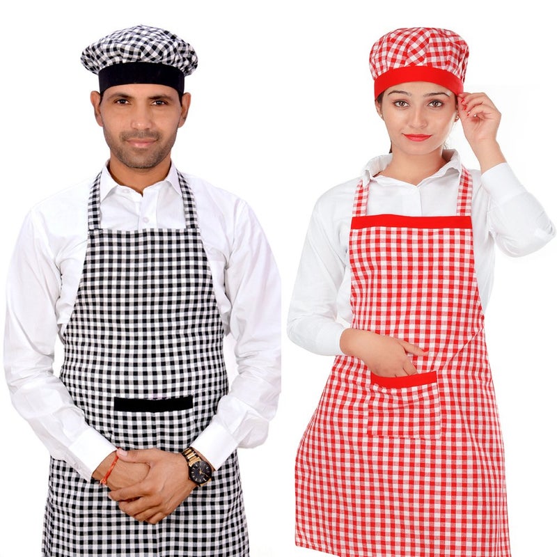 Switchon Cotton Kitchen Apron with Front Pocket Combo Pack of 2 - Image 1