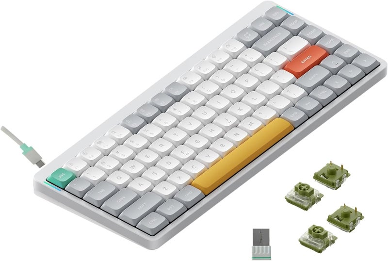 Nuphy Air75 V2 Portable 75% Mechanical Keyboard,Wireless Keyboard,Supports Bluetooth/2.4G/USB-C RGB Bluetooth Keyboards,Compatible with Windows/Mac OS/Linux Systems White-Gateron Moss Switch - Image 1