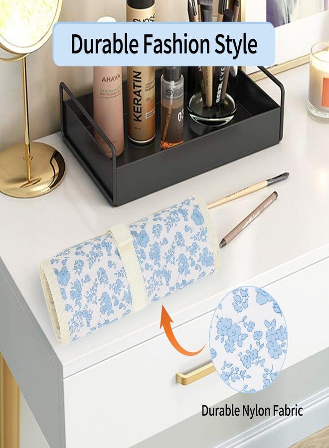 OCHEAL Makeup Brush Holder,Makeup Brush Organizer,Travel Makeup Brushes Bag Cosmetic Bags Pouch for Women Cosmetic Brushes Makeup Artist - Floral - Image 5