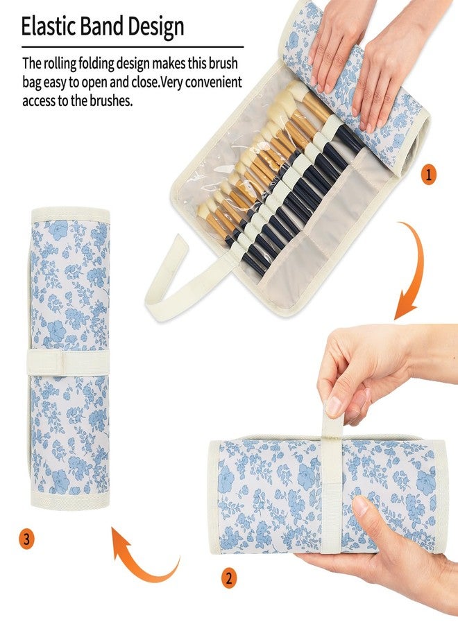 OCHEAL Makeup Brush Holder,Makeup Brush Organizer,Travel Makeup Brushes Bag Cosmetic Bags Pouch for Women Cosmetic Brushes Makeup Artist - Floral - Image 4