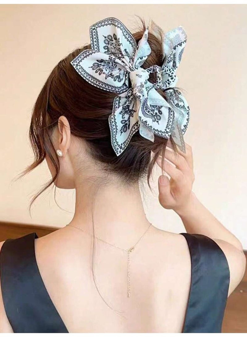 ربطة شعر نسائية بفيونكة قماش مطبوعة – مشبك شعر أنيق إكسسوار شعر مناسب للصيف والشاطئ والعطلات - Image 3