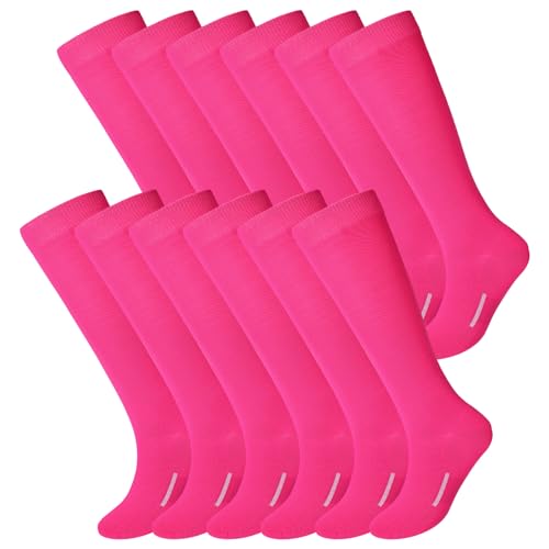 Haysandy 12 Pairs Youth Socks Bulk Soccer Football Softball Baseball Socks for Athletic Girls Kids Youth Adults Team SportHot PinkL - Image 1