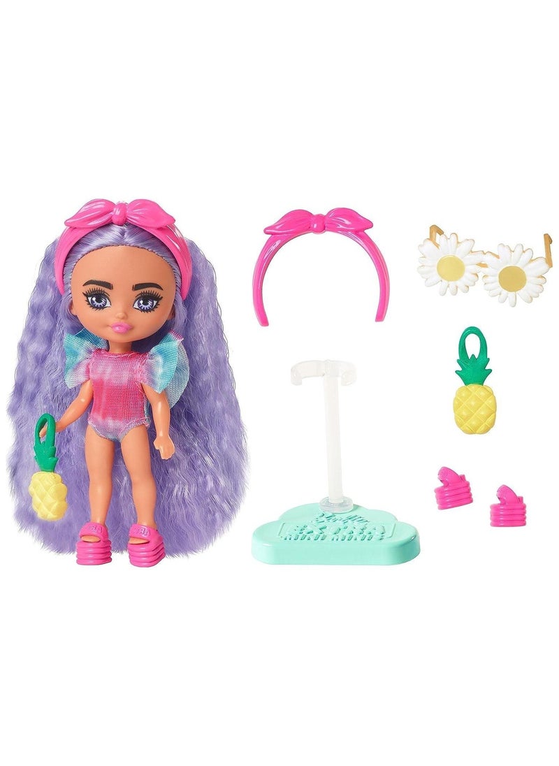 Generic - Barbie Extra Mini Minis Travel Doll with Beach Fashion, Tie-Dye Swimsuit and Tropical Accessories, Barbie Extra Fly Small Doll - Image 1