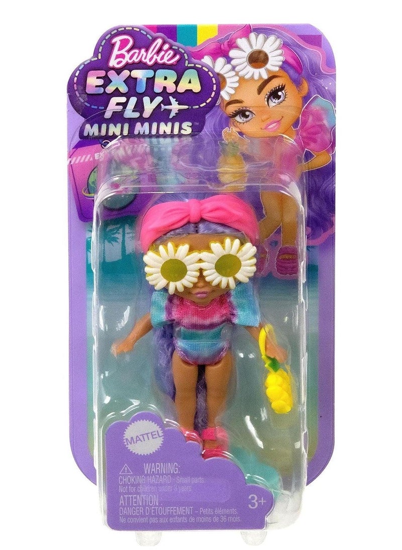 Generic - Barbie Extra Mini Minis Travel Doll with Beach Fashion, Tie-Dye Swimsuit and Tropical Accessories, Barbie Extra Fly Small Doll - Image 1