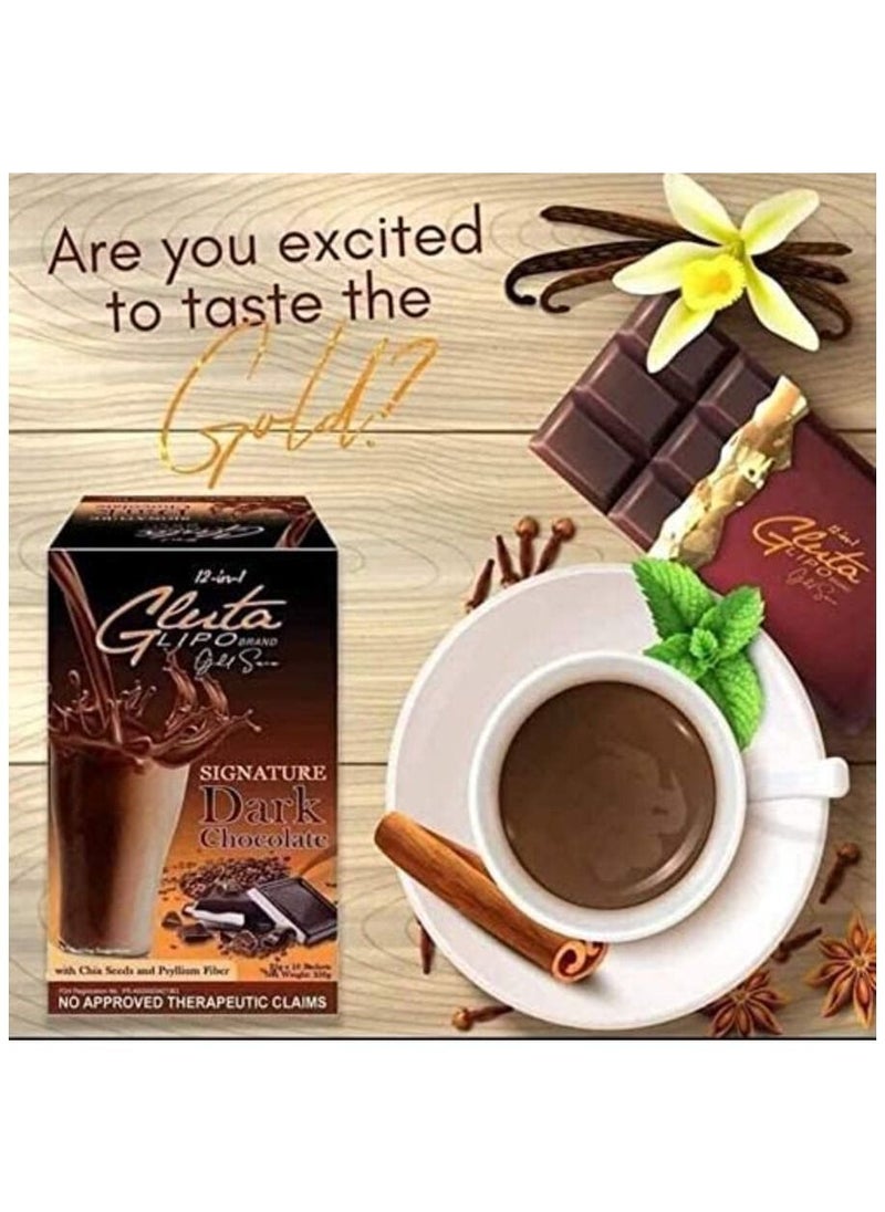 Gluta - 12 IN 1 GLUTALIPO GOLD SERIES SIGNATURE DARK CHOCOLATE - Image 1