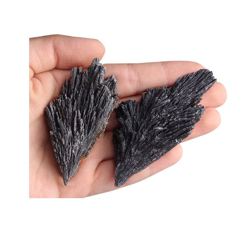 Acxico 2Pcs 20g Black Kyanite Crystal - Bulk Crystal Natural Kyanite Blades - Black Kyanite - Image 1