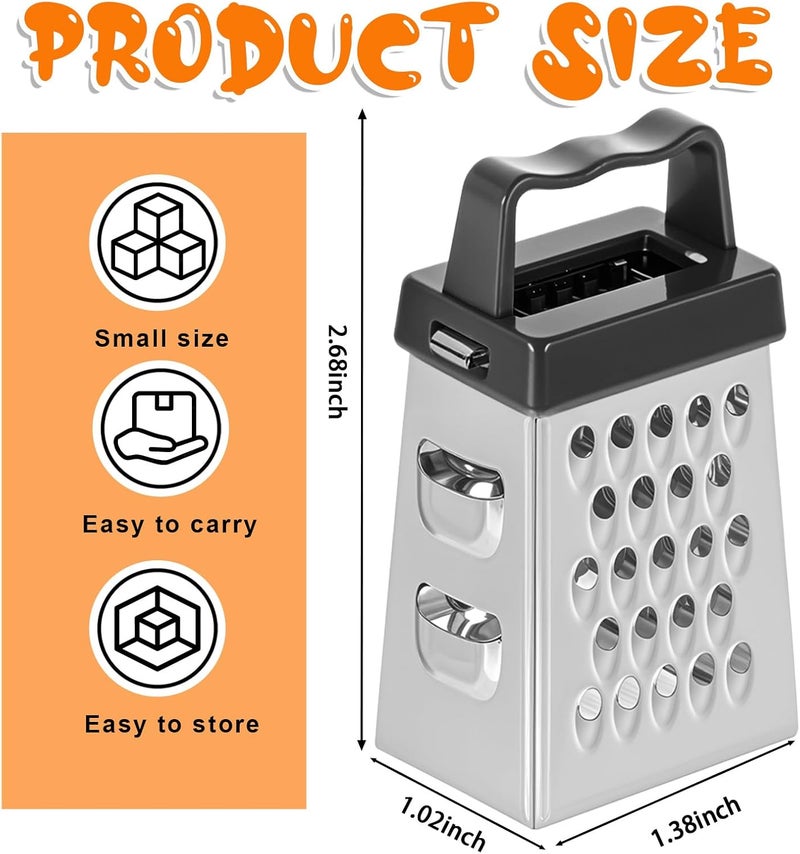 ElevateTech Mini Cheese Grater, 3 Pcs Stainless Steel Box Grater with Handle Professional Cheese Slicer Graters for Kitchen Slicer Cheeses Gingers Vegetable Dishwasher Safe (White, Grey, Black) - Image 2