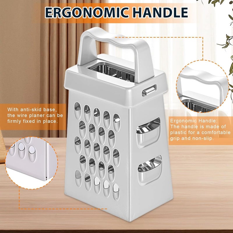 ElevateTech Mini Cheese Grater, 3 Pcs Stainless Steel Box Grater with Handle Professional Cheese Slicer Graters for Kitchen Slicer Cheeses Gingers Vegetable Dishwasher Safe (White, Grey, Black) - Image 5