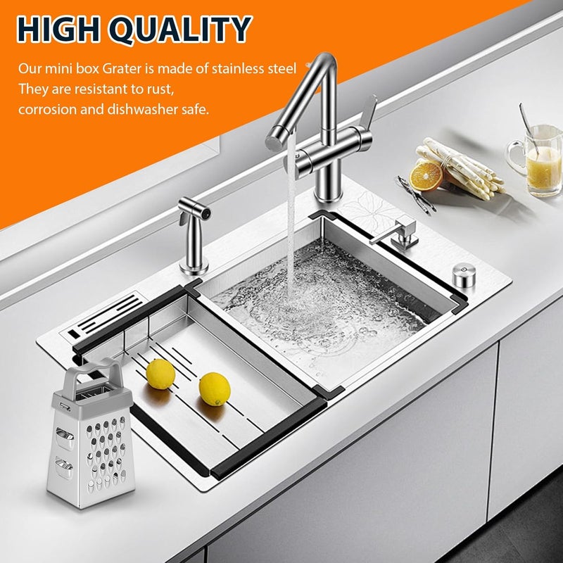 ElevateTech Mini Cheese Grater, 3 Pcs Stainless Steel Box Grater with Handle Professional Cheese Slicer Graters for Kitchen Slicer Cheeses Gingers Vegetable Dishwasher Safe (White, Grey, Black) - Image 4