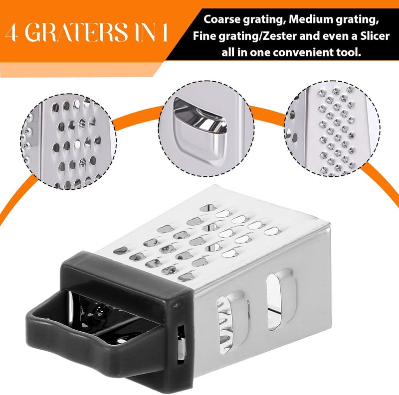 ElevateTech Mini Cheese Grater, 3 Pcs Stainless Steel Box Grater with Handle Professional Cheese Slicer Graters for Kitchen Slicer Cheeses Gingers Vegetable Dishwasher Safe (White, Grey, Black) - Image 3