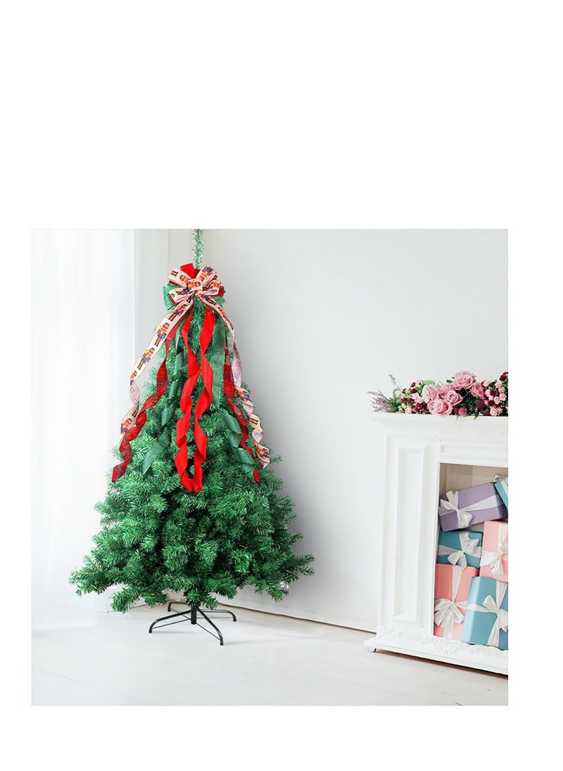 Generic - Christmas Tree Topper Bow Large Red Bow Ornaments Christmas Decoration Bow with Printed Ribbon for Family, Wedding, Birthday Party, Indoor Outdoor Home Xmas Tree Decor (Bow) - Image 1