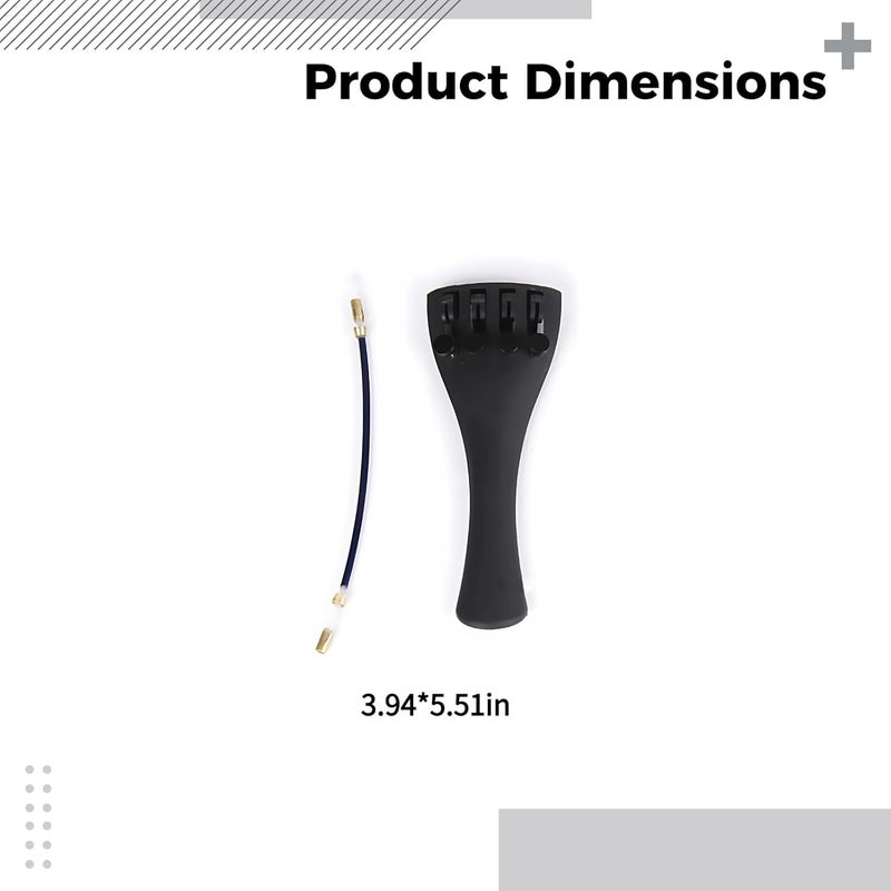Carbon Fiber Tailpiece with Integrated Fine Tuners, 4/4 Size French Design for Violin and Cello, Matte Black Finish, 3.9 x 5.5 in / 10 x 14 cm, Lightweight Component for Better Resonance - Image 4