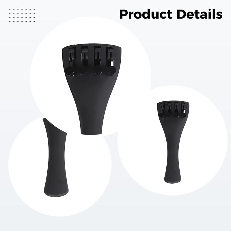 Carbon Fiber Tailpiece with Integrated Fine Tuners, 4/4 Size French Design for Violin and Cello, Matte Black Finish, 3.9 x 5.5 in / 10 x 14 cm, Lightweight Component for Better Resonance - Image 5