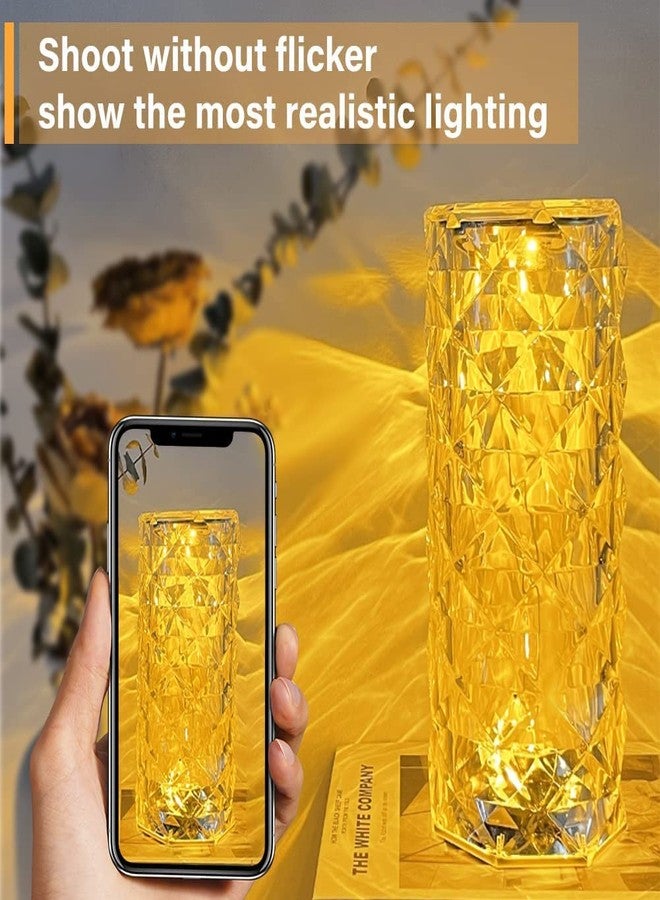 Calyrex مصباح طاولة كريستالي من كاليريكس، مصباح يعمل باللمس RGB بـ 16 لونًا متغيرًا، مصباح طاولة أكريليك بتصميم ماسي وردي مع جهاز تحكم عن بعد، مصباح LED قابل للشحن عبر منفذ USB بجانب السرير، مناسب لغرفة المعيشة، غرفة النوم، وديكور الحفلات - Image 2
