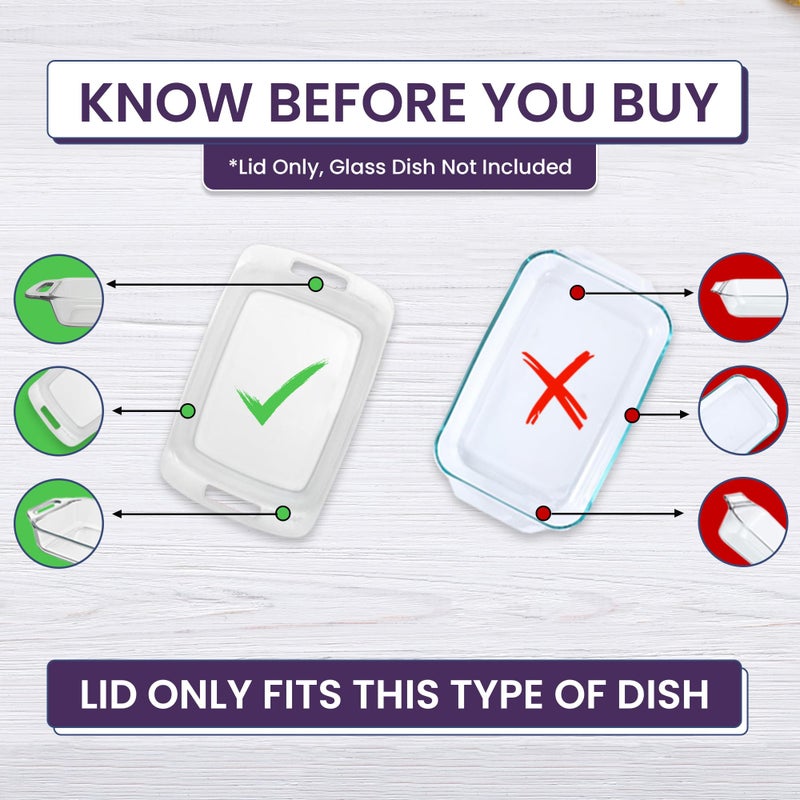 MRX Solutions Replacement Lid fits Pyrex 9x13 C233 Easy Grab Glass Casserole Baking Dish Container with Cut-Out Handles, for 3-Quart Model C-233-PC (Purple) - Image 2