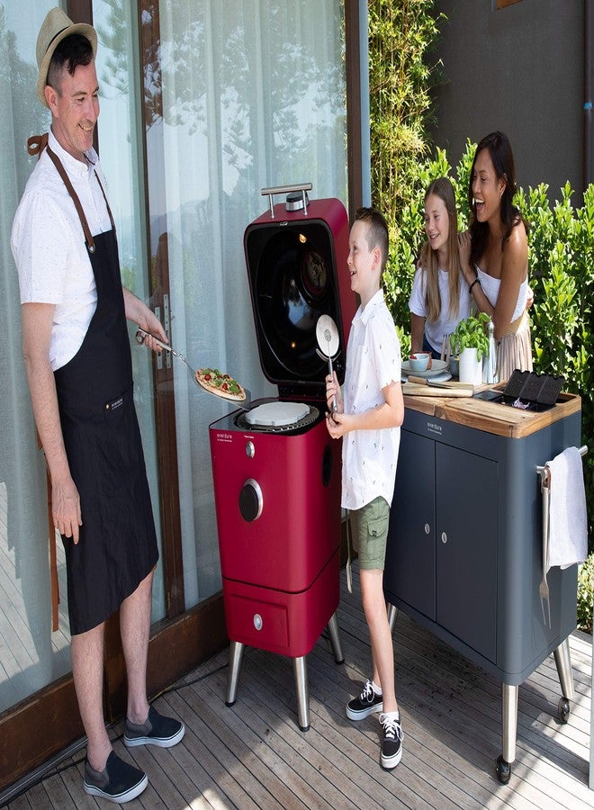 Everdure Premium Cotton Black Grill Apron with Brown Leather Finish and Adjustable Straps, Built-In Large Upper & Front Pockets, One Size Fits All, Great BBQ Gifts for Men or Women - Image 4