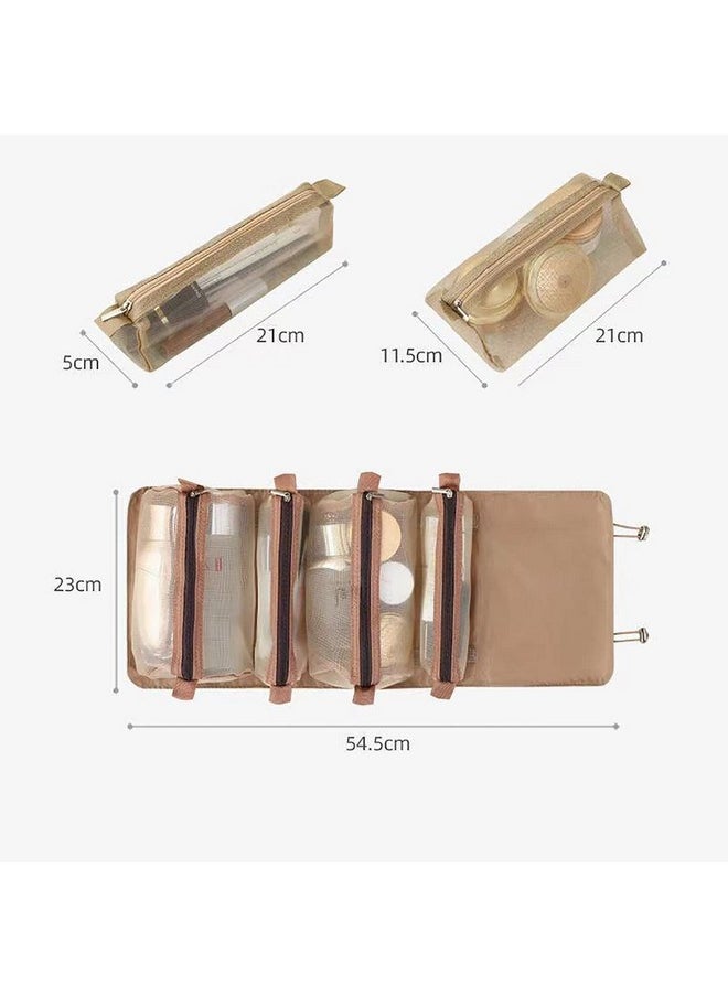 KATPOSIN - Hanging Rollup Makeup Bag / Toiletry Kit / Travel Organizer For Women 4 Removable Storage Bags Organize Make Up Cosmetics First Aid Medicine Personal Care Bathroom Palette / Brush Holder Travel - Image 1
