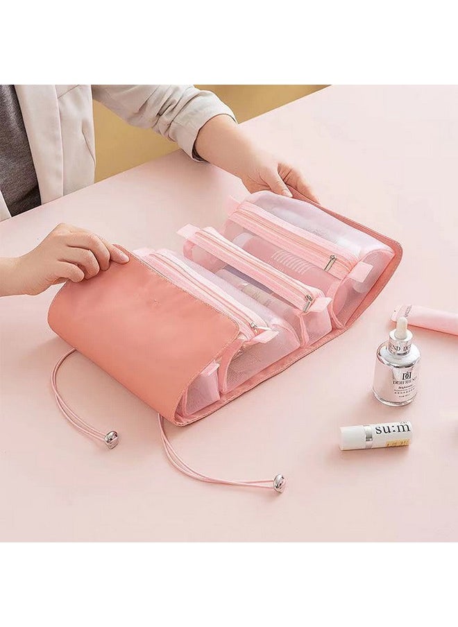 KATPOSIN - Hanging Rollup Makeup Bag / Toiletry Kit / Travel Organizer For Women 4 Removable Storage Bags Organize Make Up Cosmetics First Aid Medicine Personal Care Bathroom Palette / Brush Holder Travel - Image 1