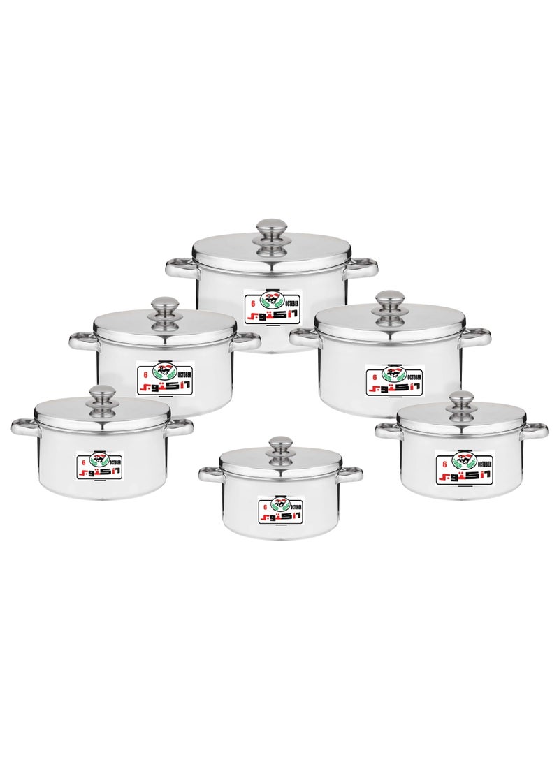 6 October Aluminum pot set consisting of 6 pots with two handles  Egyptian industry size 1.5 / 2 / 2.5 / 3 / 4.5 / 5.5 liters  - Image 2