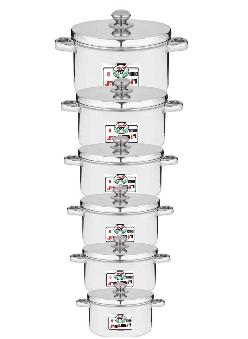 6 October Aluminum pot set consisting of 6 pots with two handles  Egyptian industry size 1.5 / 2 / 2.5 / 3 / 4.5 / 5.5 liters  - Image 5