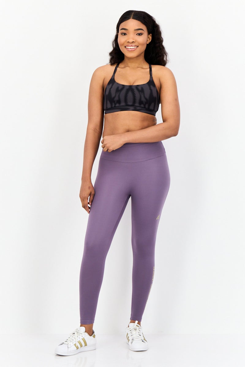 Adidas Women Sportswear Fit Brand Logo Yoga Leggings, Purple - Image 3