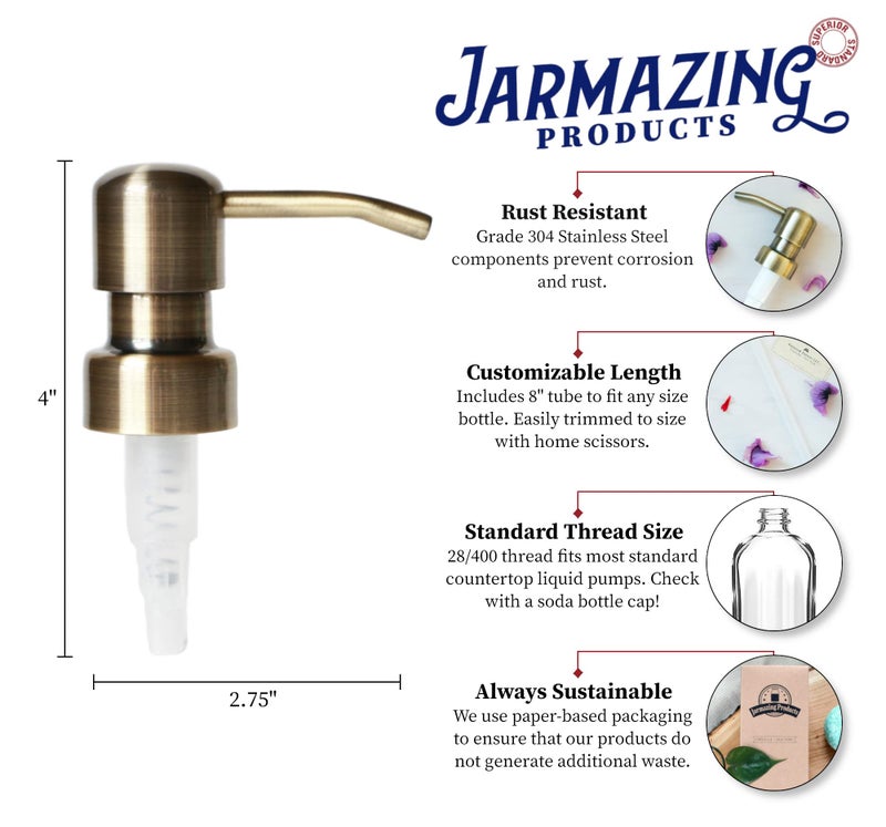 Jarmazing Products Brass Soap and Lotion Replacement Pump - Bird Head - Two Pack - Image 2