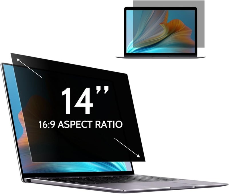 Twugs Global standard quality Laptop Privacy Screen 14 Inch, Anti-Spy, Easy Installation and Laptop Scratch Protection, Compatible with Lenovo, DELL, ACER Privacy Screen for Laptop Closed & open space compatible - Image 1