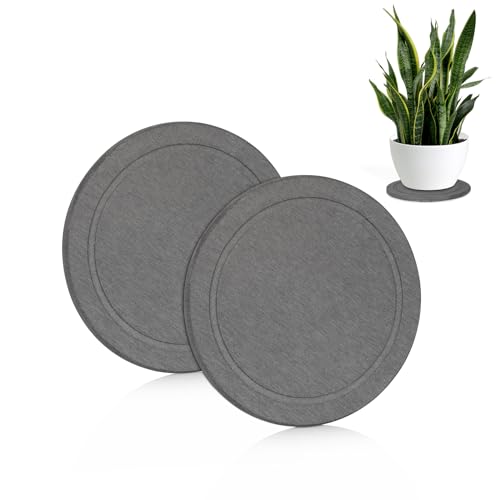 Creproly Plant Saucer Flower Pot Saucers Plant Trays for Pots Instant Dry Diatomaceous Earth Round Plant Drip Trays for Indoors Keeping Counter and Floors Dry and Clean (2Pcs Grey Small) - Image 1