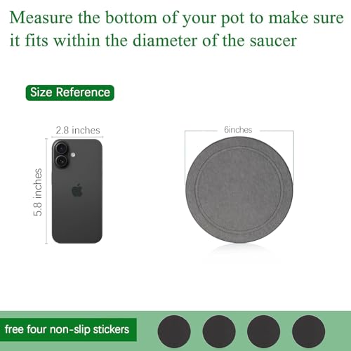 Creproly Plant Saucer Flower Pot Saucers Plant Trays for Pots Instant Dry Diatomaceous Earth Round Plant Drip Trays for Indoors Keeping Counter and Floors Dry and Clean (2Pcs Grey Small) - Image 2