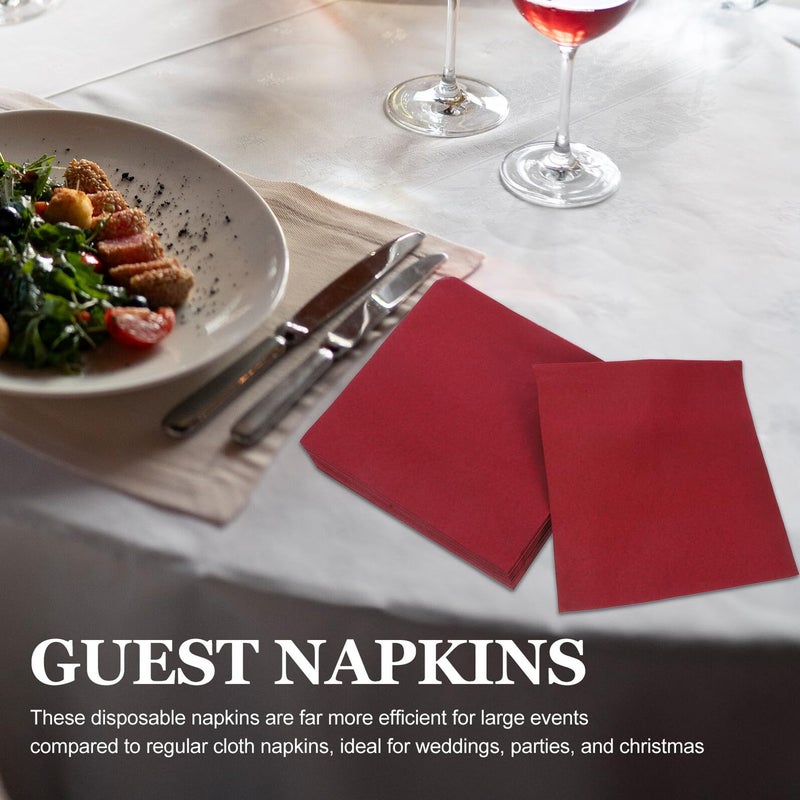 مناديل العشاء بورجوندي القابلة للتخلص منها 25 قطعة قماشية الملمس سميكة لحفلات الزفاف والولائم - Image 4