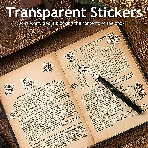 Yoksas 100Pcs Black Inspirational Quotes Stickers - Waterproof Transparent Motivational Words Stickers for Scrapbooking,Journaling,Resin Crafts Art,Tumbler - Image 4