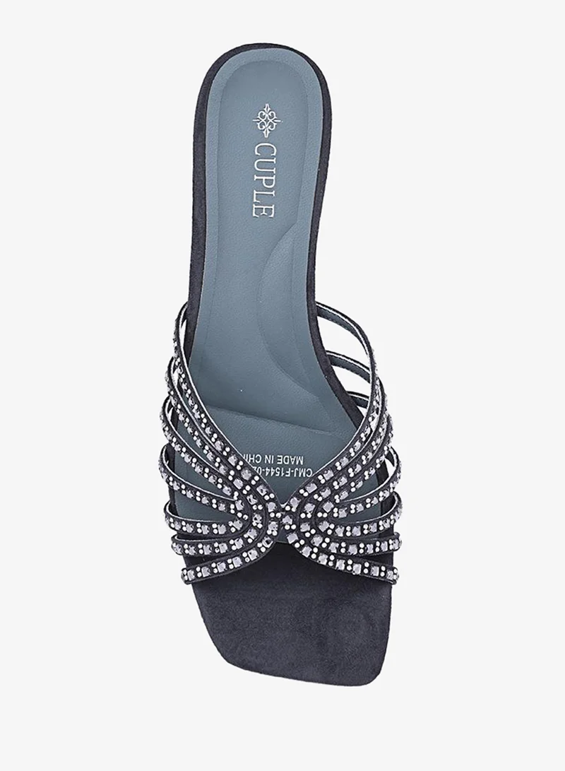 Cuple Blue Women Flat Slide Sandals for Women | Best Price UAE