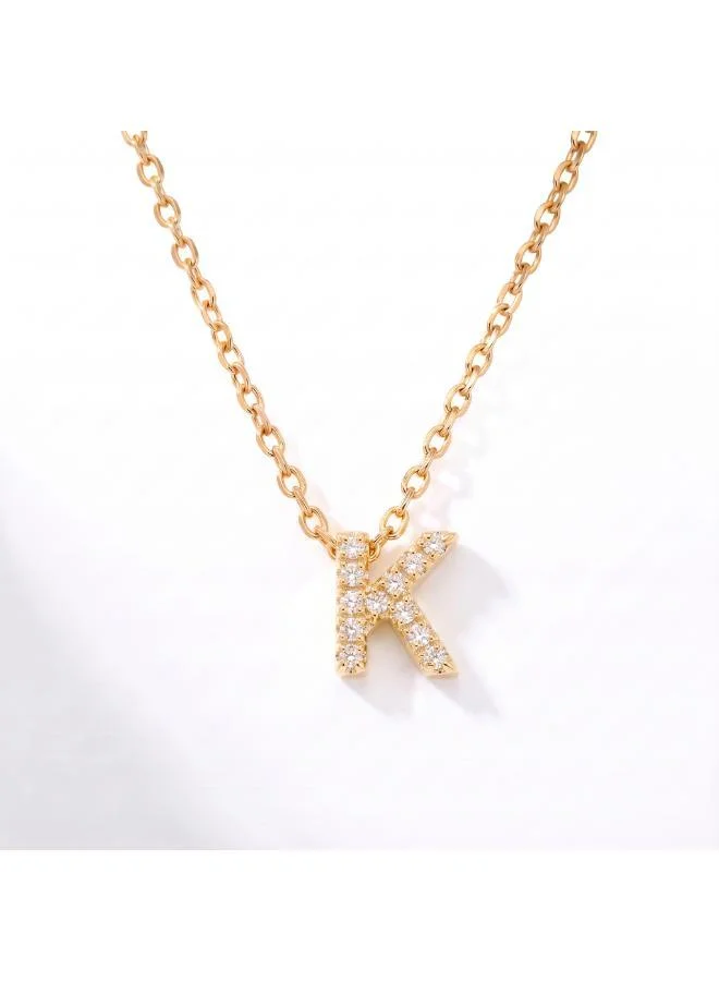 Letter K  Initial Pendant Necklace 18k Gold Plated