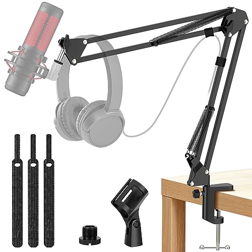 K KASONIC Microphone Stand, Adjustable Microphone Desk Stand for HyperX Mic Boom Arm Stand for Broadcasting Recording, Voice-Over Sound Studio, Stages, Streaming, Singing and TV Stations - Image 1