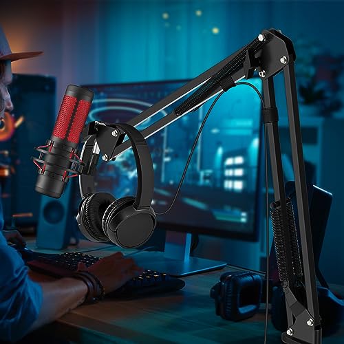K KASONIC Microphone Stand, Adjustable Microphone Desk Stand for HyperX Mic Boom Arm Stand for Broadcasting Recording, Voice-Over Sound Studio, Stages, Streaming, Singing and TV Stations - Image 4