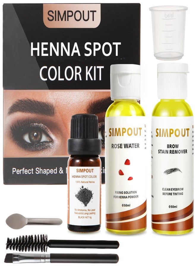 Simpout Natural Henna Hair Kit - Henna Powder with Rose Water & Brow Stain Remover, No Ammonia, No Lead, Professional Henna Kit for Salon & Home Use (Black) - Image 1